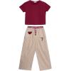 imageSpeechless Girls Short Sleeve Cotton Baby Tee and Striped Pants SetBerryTaupe