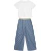 imageSpeechless Girls Short Sleeve Cotton Baby Tee and Striped Pants SetDenimCream