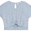 imageSpeechless Girls Short Sleeve Tie Front Striped RomperDenimWhite