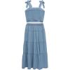 imageSpeechless Girls Sleeveless Cropped Top and Maxi Tiered Skirt SetLight Denim