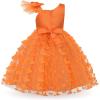 imageUhnice Flower Girl Dress Floral Butterfly Tulle Tutu Bowknot for Wedding Birthday PartyOrange