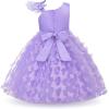 imageUhnice Flower Girl Dress Floral Butterfly Tulle Tutu Bowknot for Wedding Birthday PartyPurple