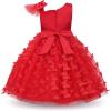 imageUhnice Flower Girl Dress Floral Butterfly Tulle Tutu Bowknot for Wedding Birthday PartyRed
