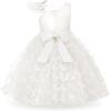 imageUhnice Flower Girl Dress Floral Butterfly Tulle Tutu Bowknot for Wedding Birthday PartyWhite
