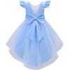 imageUhnice Flower Girl Dress Flutter Sleeve Tulle Dress with Pearl for Wedding Birthday PartyBlue