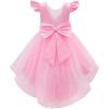 imageUhnice Flower Girl Dress Flutter Sleeve Tulle Dress with Pearl for Wedding Birthday PartyPink