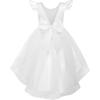 imageUhnice Flower Girl Dress Flutter Sleeve Tulle Dress with Pearl for Wedding Birthday PartyWhite