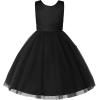imageUhnice Flower Girl Dress Satin Ball Gown for Wedding Party with BowknotBlack