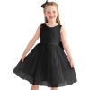 imageUhnice Flower Girl Dress Satin Ball Gown for Wedding Party with BowknotBlack