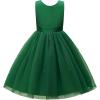 imageUhnice Flower Girl Dress Satin Ball Gown for Wedding Party with BowknotGreen
