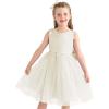 imageUhnice Flower Girl Dress Satin Ball Gown for Wedding Party with BowknotIvory