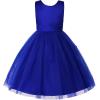 imageUhnice Flower Girl Dress Satin Ball Gown for Wedding Party with BowknotNavy Blue
