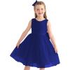 imageUhnice Flower Girl Dress Satin Ball Gown for Wedding Party with BowknotNavy Blue