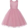imageUhnice Flower Girl Dress Satin Ball Gown for Wedding Party with BowknotPink