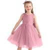 imageUhnice Flower Girl Dress Satin Ball Gown for Wedding Party with BowknotPink