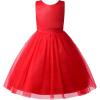 imageUhnice Flower Girl Dress Satin Ball Gown for Wedding Party with BowknotRed