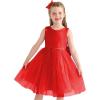 imageUhnice Flower Girl Dress Satin Ball Gown for Wedding Party with BowknotRed