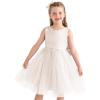 imageUhnice Flower Girl Dress Satin Ball Gown for Wedding Party with BowknotWhite