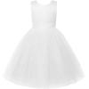imageUhnice Flower Girl Dress Satin Ball Gown for Wedding Party with BowknotWhite