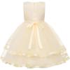 imageUhnice Flower Girl Dress Sleeveless Tulle Tutu Beaded Embroidery for Wedding Birthday PartyApricot