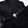 imageUhnice Flower Girl Dress Sleeveless Tulle Tutu Beaded Embroidery for Wedding Birthday PartyBlack