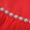imageUhnice Flower Girl Pearl Dress Tulle Ball Gown Bow Prom with Heart Cutout for Wedding Birthday PartyRed