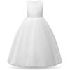 imageUhnice Flower Girl Pearl Dress Tulle Ball Gown Bow Prom with Heart Cutout for Wedding Birthday PartyWhite