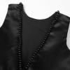 imageUhnice Flower Girl Pearls Dress VBack Tulle Ball Gown Satin Prom with BowKnot for Wedding Pageant Birthday PartyBlack