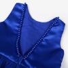 imageUhnice Flower Girl Pearls Dress VBack Tulle Ball Gown Satin Prom with BowKnot for Wedding Pageant Birthday PartyNavy Blue