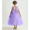 imageUhnice Flower Girl Pearls Dress VBack Tulle Ball Gown Satin Prom with BowKnot for Wedding Pageant Birthday PartyPurple