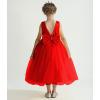 imageUhnice Flower Girl Pearls Dress VBack Tulle Ball Gown Satin Prom with BowKnot for Wedding Pageant Birthday PartyRed