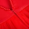 imageUhnice Flower Girl Pearls Dress VBack Tulle Ball Gown Satin Prom with BowKnot for Wedding Pageant Birthday PartyRed