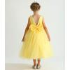 imageUhnice Flower Girl Pearls Dress VBack Tulle Ball Gown Satin Prom with BowKnot for Wedding Pageant Birthday PartyYellow