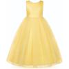 imageUhnice Flower Girl Pearls Dress VBack Tulle Ball Gown Satin Prom with BowKnot for Wedding Pageant Birthday PartyYellow