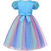 imageUhnice Flower Girl Sequin Dress Puff Sleeve Rainbow Dress for Wedding PartyBlue