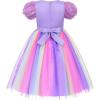 imageUhnice Flower Girl Sequin Dress Puff Sleeve Rainbow Dress for Wedding PartyPurple