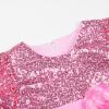 imageUhnice Flower Girl Sequin Dress Puff Sleeve Rainbow Dress for Wedding PartyRainbow Pink