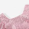 imageUhnice Flower Girl Sequin Pearl Dress Flutter Sleeve Midi Dress Tulle Bow Back for Wedding PartyPink