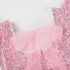 imageUhnice Flower Girl Sequin Pearl Dress Flutter Sleeve Midi Dress Tulle Bow Back for Wedding PartyPink