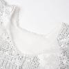 imageUhnice Flower Girl Sequin Pearl Dress Flutter Sleeve Midi Dress Tulle Bow Back for Wedding PartyWhite