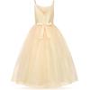 imageUhnice Flower Girl Spaghetti Strap Dress ALine Ball Gown Tulle Dresses for Wedding Birthday PartyApricot