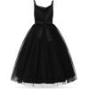 imageUhnice Flower Girl Spaghetti Strap Dress ALine Ball Gown Tulle Dresses for Wedding Birthday PartyBlack 2