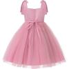 imageUhnice Flower Girls Pearl Dress Toddler Tulle Dresses with Bow Shoulder Straps for Wedding PartyBlush Pink