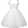 imageUhnice Flower Girls Pearl Dress Toddler Tulle Dresses with Bow Shoulder Straps for Wedding PartyWhite