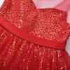 imageUhnice Flower Girls Sequin Dress VBack Tulle Ball Gown for Wedding PartyRed