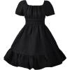 imageUhnice Girls Summer Casual Dress Bow Tie Back Dresses Off Shoulder Ruffled HemBlack