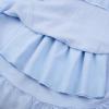 imageUhnice Girls Summer Casual Dress Bow Tie Back Dresses Off Shoulder Ruffled HemBlue