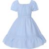 imageUhnice Girls Summer Casual Dress Bow Tie Back Dresses Off Shoulder Ruffled HemBlue