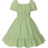 imageUhnice Girls Summer Casual Dress Bow Tie Back Dresses Off Shoulder Ruffled HemGreen