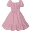 imageUhnice Girls Summer Casual Dress Bow Tie Back Dresses Off Shoulder Ruffled HemPink